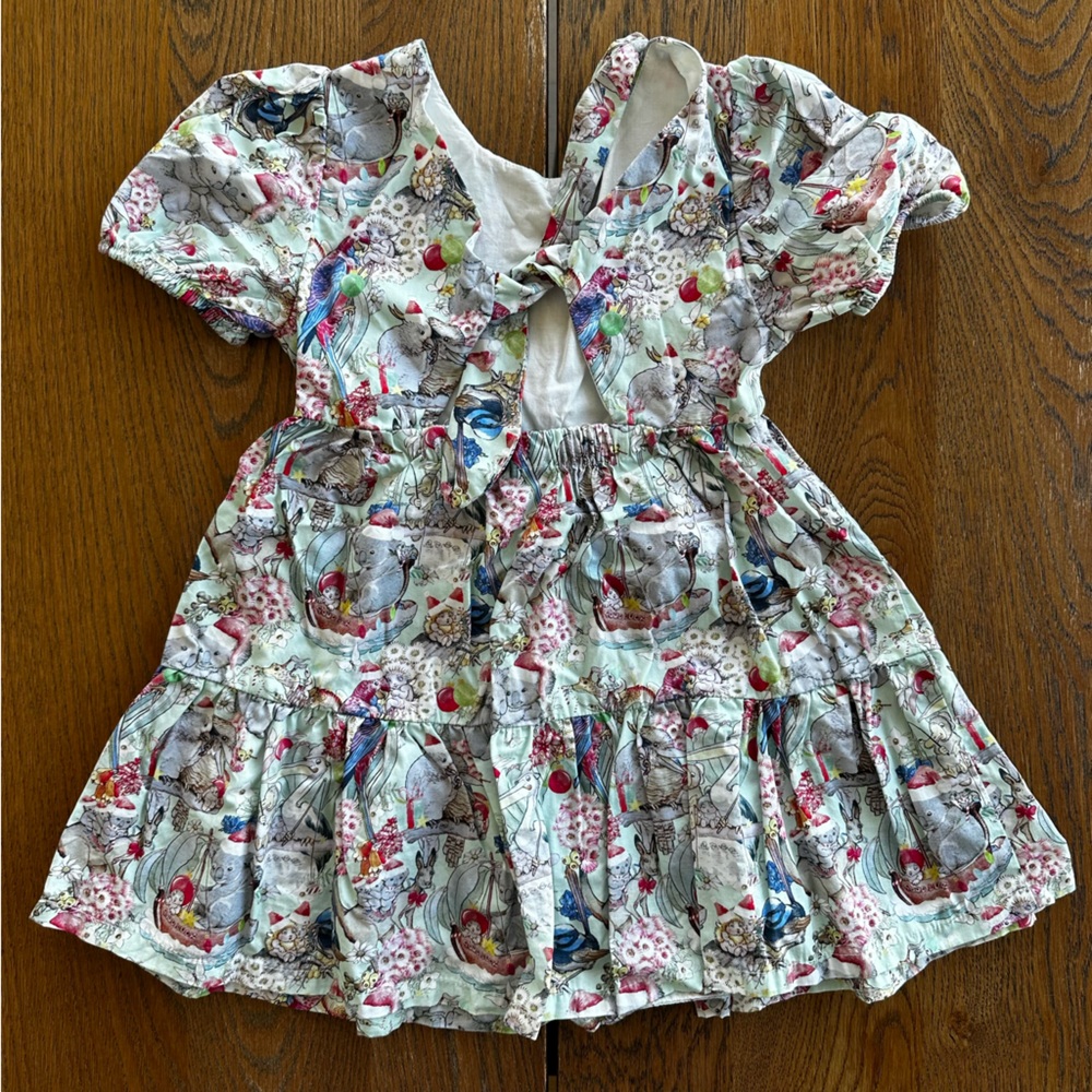 Bundle May Gibbs Floral Fauna Festive Print Dress Pink Pajamas Girl’s Size 4T - Picture 4 of 11